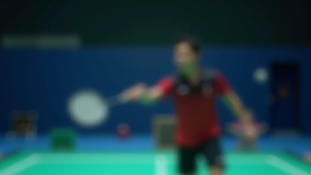 لاعب ريشة طائرة متقدم يقوم بحركة ضربة قاتلة عند الشبكة